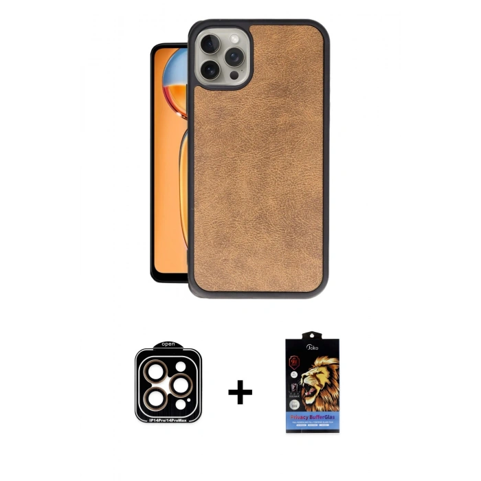 MARSİLYAN™- iPhone 15 Pro Max Kılıf Kıvılcım Işık Serisi - Siyah Buffer Hayalet Cam Ekran Koruyucu + PVD Metal Kamera Lens - TU