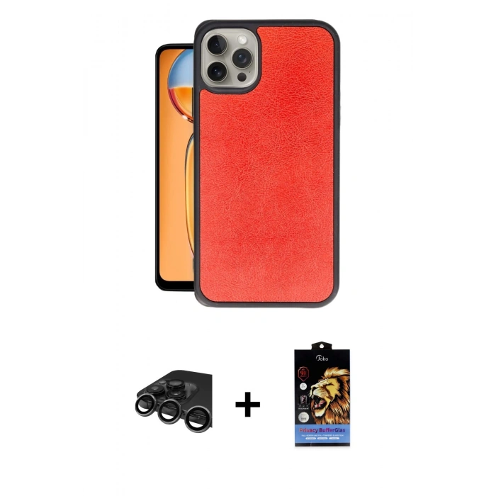 MARSİLYAN™- iPhone 15 Pro Max Kılıf Kıvılcım Işık Serisi - Siyah Buffer Hayalet Cam Ekran Koruyucu + Raze Metal Kamera Lens - TMGI