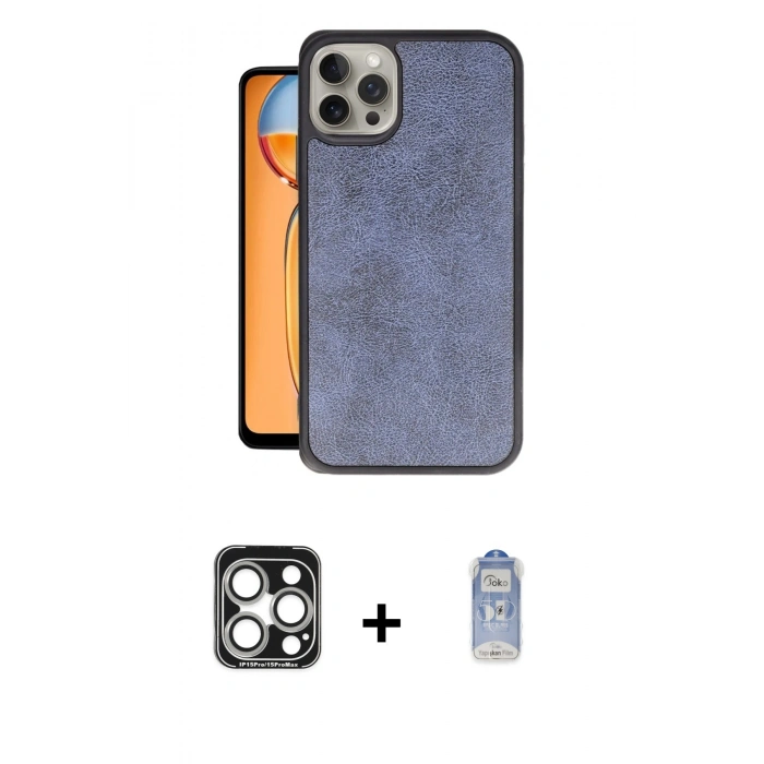 MARSİLYAN™- iPhone 15 Pro Max Kılıf Kıvılcım Işık Serisi - Siyah Joko Magic 5D Cam + PVD Metal Kamera Lens - GS