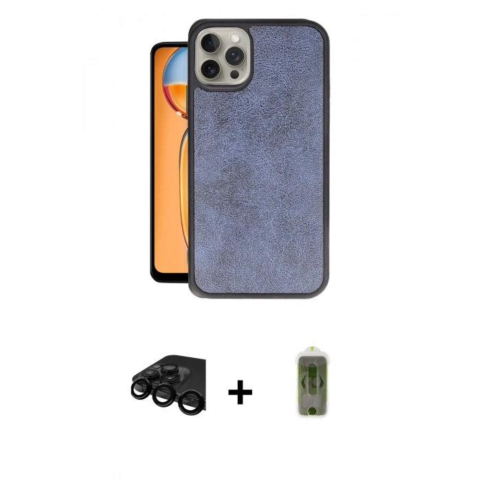 MARSİLYAN™- iPhone 15 Pro Max Kılıf Kıvılcım Işık Serisi - Siyah Joko Magic 5D Hayalet Cam + Raze Metal Kamera Lens - SH
