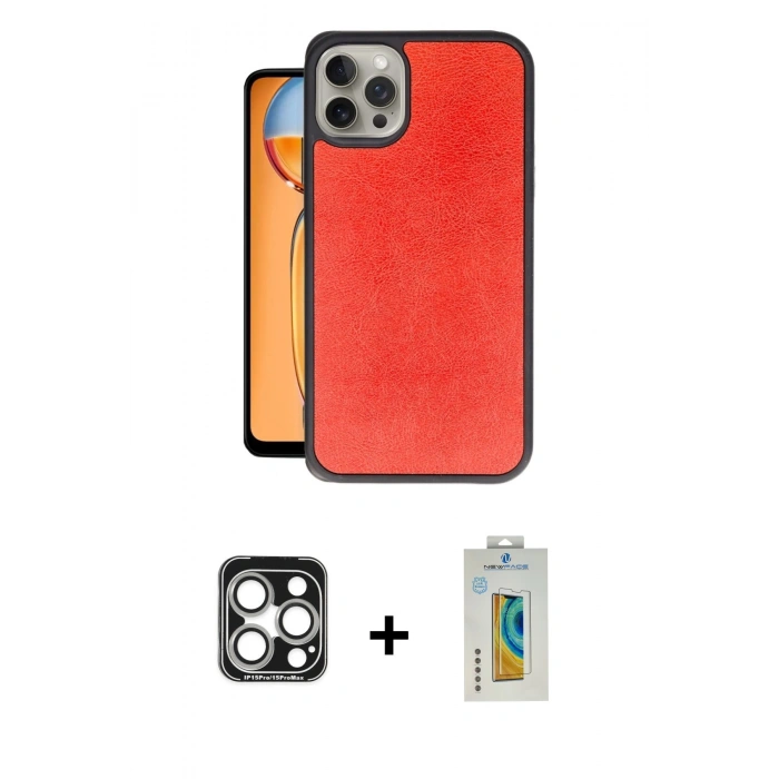 MARSİLYAN™- iPhone 15 Pro Max Kılıf Kıvılcım Işık Serisi - Siyah Polymer Nano Ekran Koruyucu + PVD Metal Kamera Lens - GS