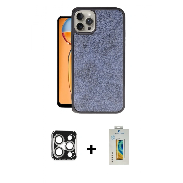 MARSİLYAN™- iPhone 15 Pro Max Kılıf Kıvılcım Işık Serisi - Siyah Polymer Nano Ekran Koruyucu + PVD Metal Kamera Lens - GS