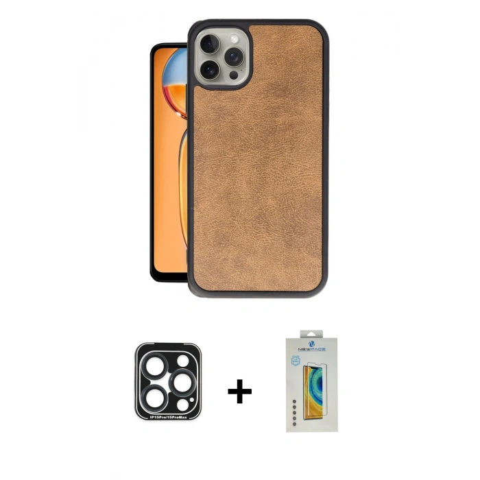 MARSİLYAN™- iPhone 15 Pro Max Kılıf Kıvılcım Işık Serisi - Siyah Polymer Nano Ekran Koruyucu + PVD Metal Kamera Lens - LT