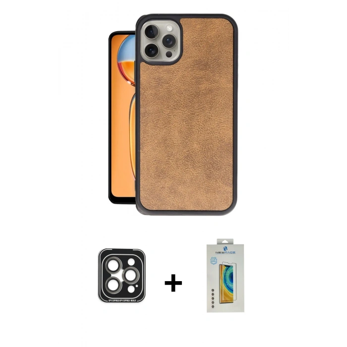 MARSİLYAN™- iPhone 15 Pro Max Kılıf Kıvılcım Işık Serisi - Siyah Polymer Nano Ekran Koruyucu + PVD Metal Kamera Lens - GI