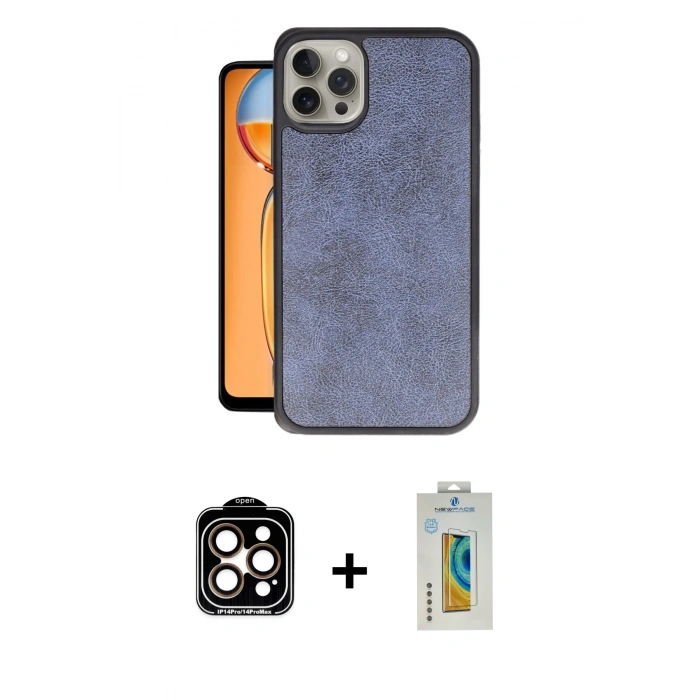MARSİLYAN™- iPhone 15 Pro Max Kılıf Kıvılcım Işık Serisi - Siyah Polymer Nano Ekran Koruyucu + PVD Metal Kamera Lens - TU