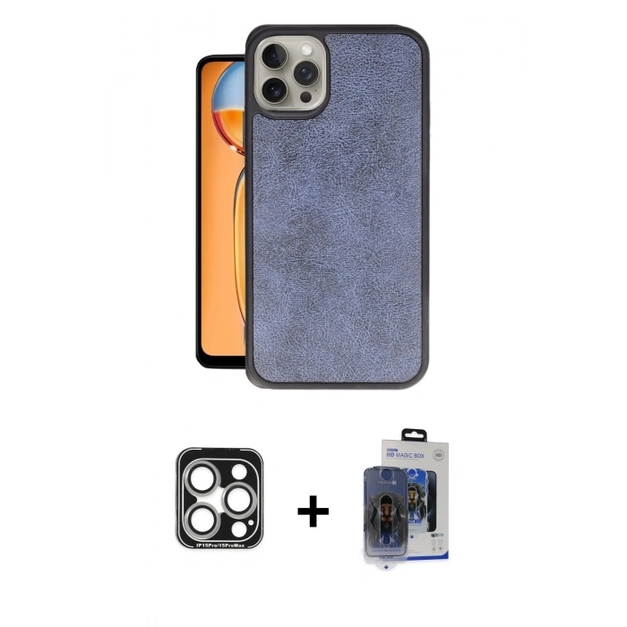 MARSİLYAN™- iPhone 15 Pro Max Kılıf Kıvılcım Işık Serisi - Siyah Vanessa Magic Cam + PVD Metal Kamera Lens - GS