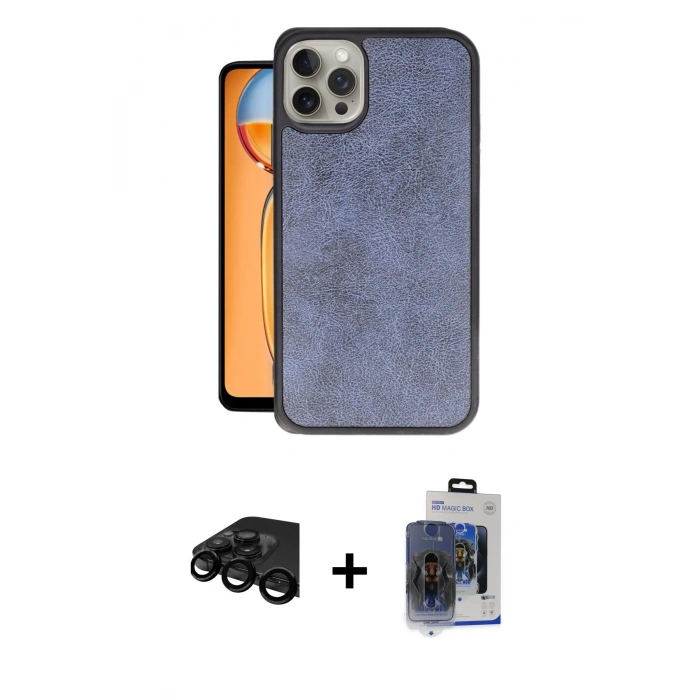 MARSİLYAN™- iPhone 15 Pro Max Kılıf Kıvılcım Işık Serisi - Siyah Vanessa Magic Cam + Raze Metal Kamera Lens - SH