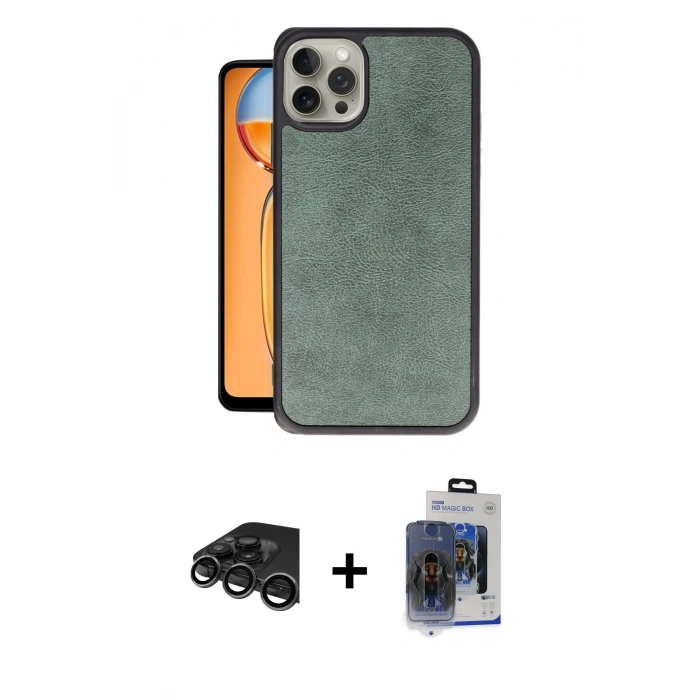 MARSİLYAN™- iPhone 15 Pro Max Kılıf Kıvılcım Işık Serisi - Siyah Vanessa Magic Cam + Raze Metal Kamera Lens - TMGI