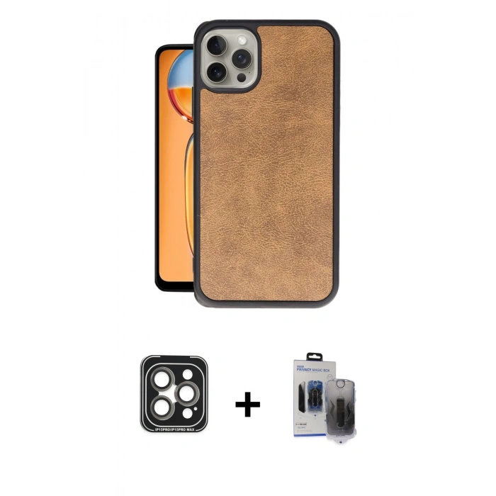 MARSİLYAN™- iPhone 15 Pro Max Kılıf Kıvılcım Işık Serisi - Siyah Vanessa Magic Hayalet Cam + PVD Metal Kamera Lens - GI