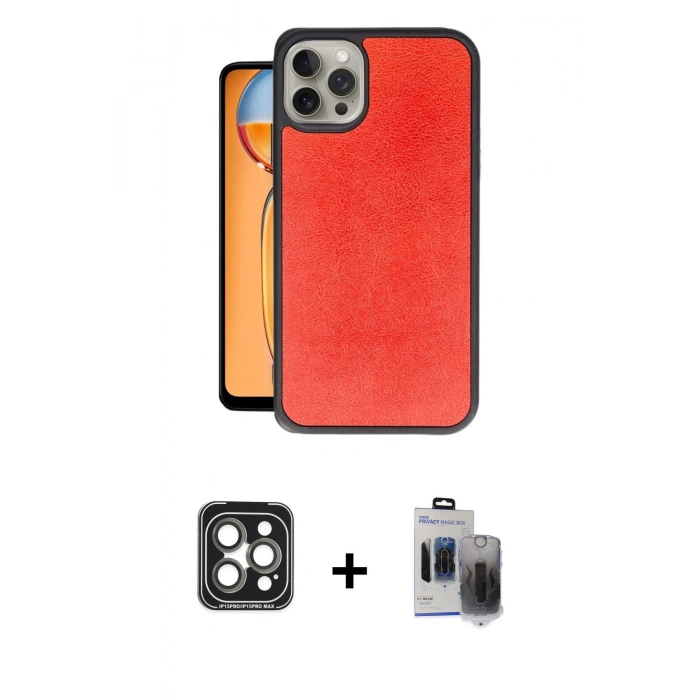 MARSİLYAN™- iPhone 15 Pro Max Kılıf Kıvılcım Işık Serisi - Siyah Vanessa Magic Hayalet Cam + PVD Metal Kamera Lens - GI