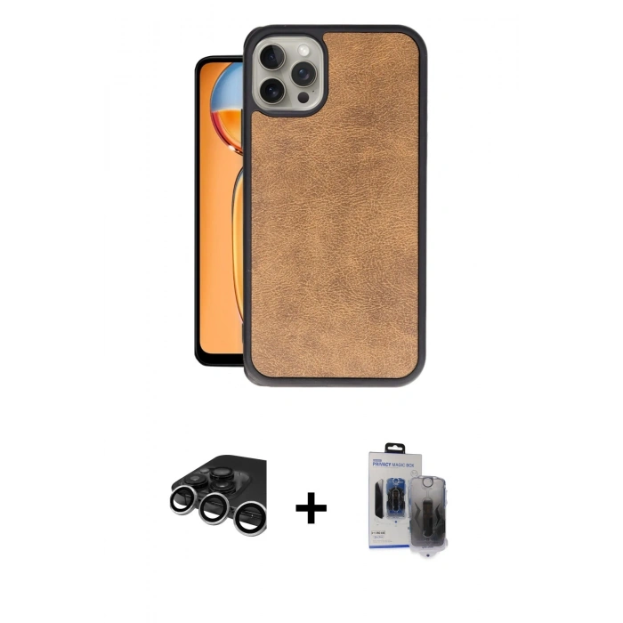 MARSİLYAN™- iPhone 15 Pro Max Kılıf Kıvılcım Işık Serisi - Siyah Vanessa Magic Hayalet Cam + Gümüş Raze Metal Kamera Lens