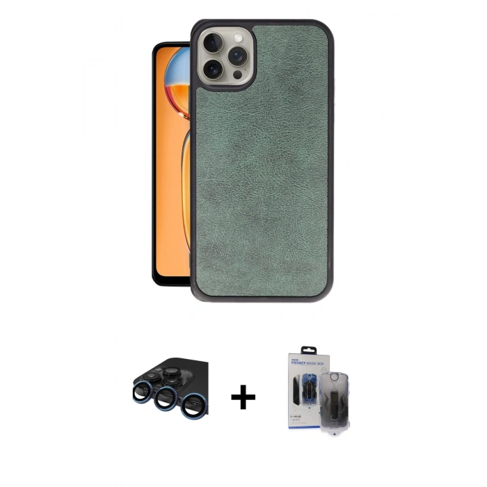 MARSİLYAN™- iPhone 15 Pro Max Kılıf Kıvılcım Işık Serisi - Siyah Vanessa Magic Hayalet Cam + Raze Metal Kamera Lens - LT