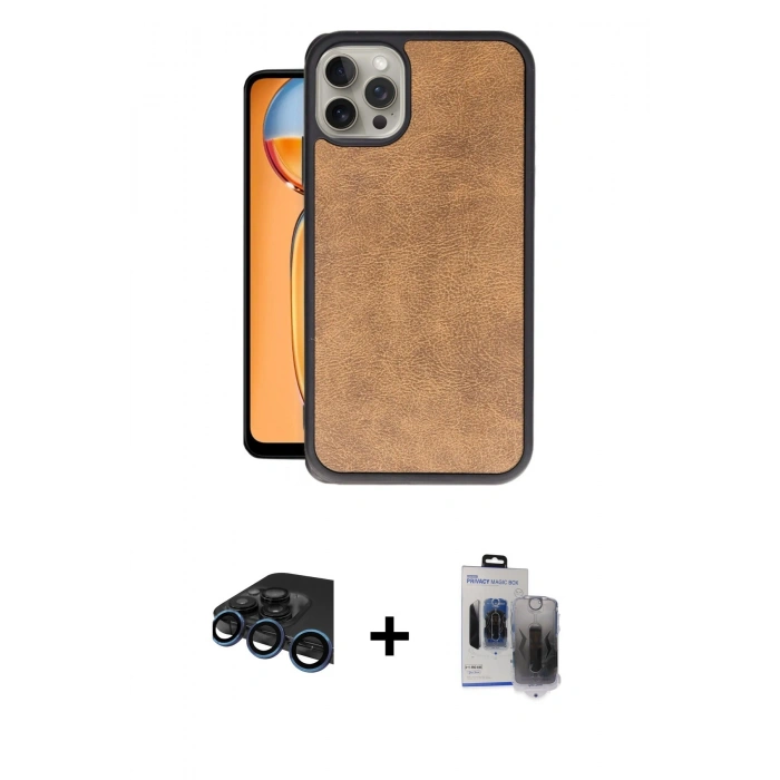 MARSİLYAN™- iPhone 15 Pro Max Kılıf Kıvılcım Işık Serisi - Siyah Vanessa Magic Hayalet Cam + Raze Metal Kamera Lens - LT