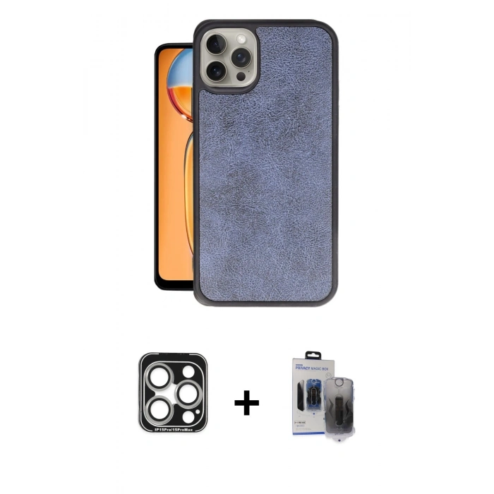 MARSİLYAN™- iPhone 15 Pro Max Kılıf Kıvılcım Işık Serisi - Siyah Vanessa Magic Hayalet Cam + PVD Metal Kamera Lens - GS