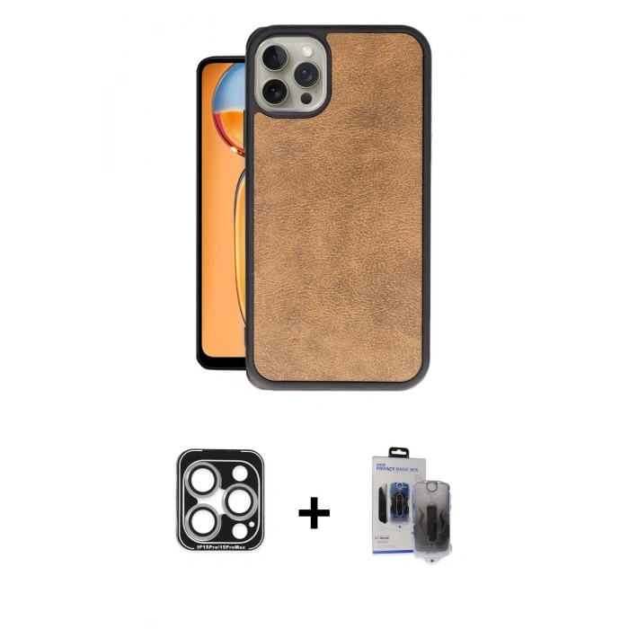 MARSİLYAN™- iPhone 15 Pro Max Kılıf Kıvılcım Işık Serisi - Siyah Vanessa Magic Hayalet Cam + PVD Metal Kamera Lens - GS