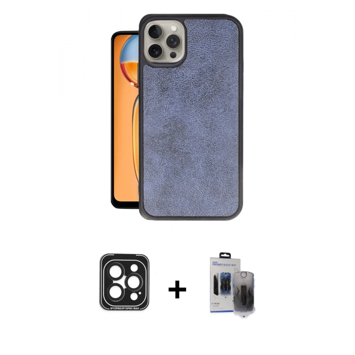MARSİLYAN™- iPhone 15 Pro Max Kılıf Kıvılcım Işık Serisi - Siyah Vanessa Magic Hayalet Cam + PVD Metal Kamera Lens - SH
