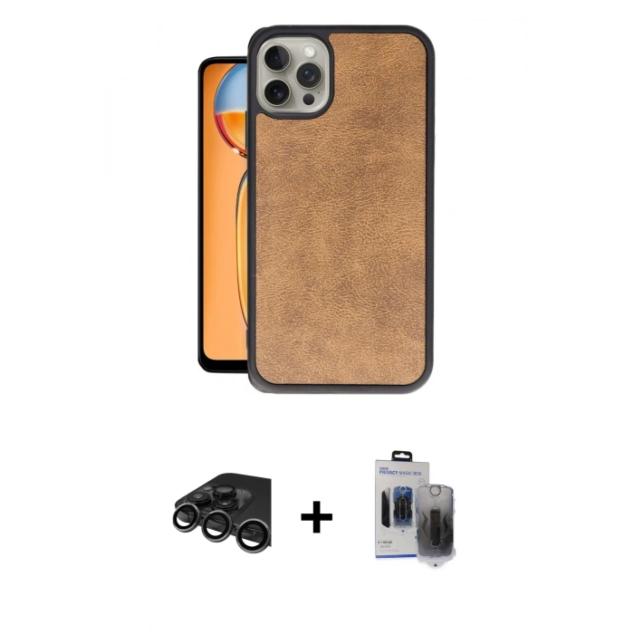 MARSİLYAN™- iPhone 15 Pro Max Kılıf Kıvılcım Işık Serisi - Siyah Vanessa Magic Hayalet Cam + Raze Metal Kamera Lens - TMGI