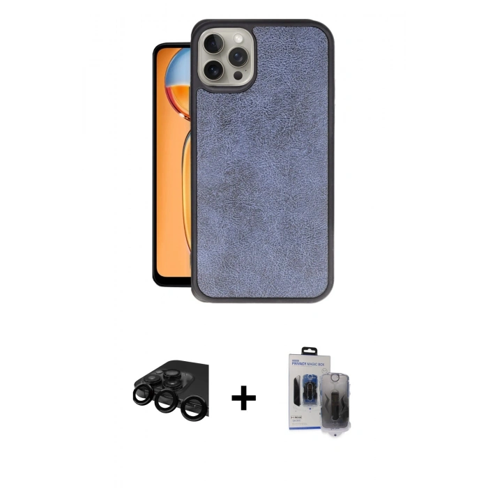 MARSİLYAN™- iPhone 15 Pro Max Kılıf Kıvılcım Işık Serisi - Siyah Vanessa Magic Hayalet Cam + Raze Metal Kamera Lens - SH