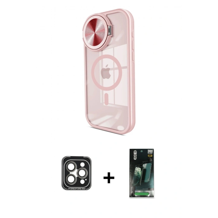 MARSİLYAN™- iPhone 15 Pro Max Kılıf Kıvılcım Modern Koleksiyonu - Siyah 360 Mat Full Body Arka Koruyucu + PVD Metal Kamera Lens - GI