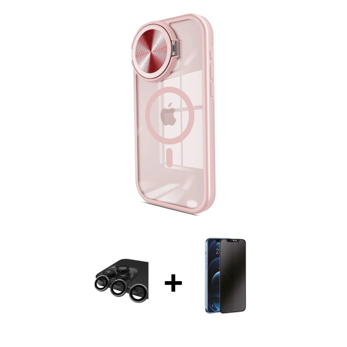 MARSİLYAN™- iPhone 15 Pro Max Kılıf Kıvılcım Modern Koleksiyonu - Siyah 3D Antistatik Hayalet Cam Ekran Koruyucu + Raze Metal Kamera Lens - TMGI