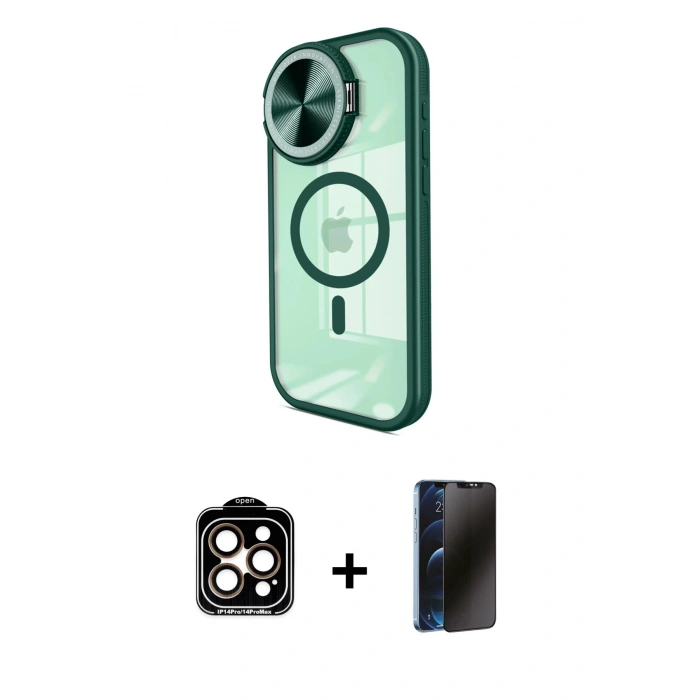 MARSİLYAN™- iPhone 15 Pro Max Kılıf Kıvılcım Modern Koleksiyonu - Siyah 3D Antistatik Hayalet Cam Ekran Koruyucu + PVD Metal Kamera Lens - TU