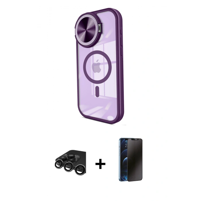 MARSİLYAN™- iPhone 15 Pro Max Kılıf Kıvılcım Modern Koleksiyonu - Siyah 3D Antistatik Hayalet Cam Ekran Koruyucu + Raze Metal Kamera Lens - TMGI
