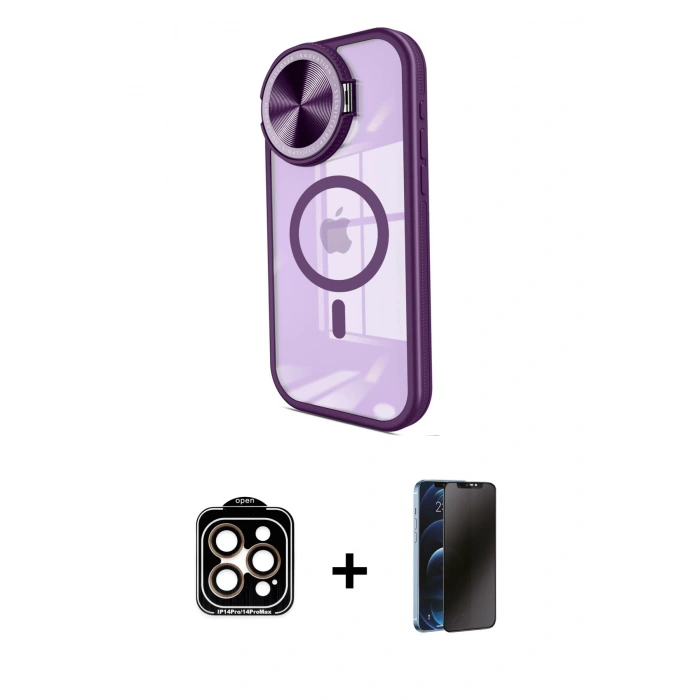 MARSİLYAN™- iPhone 15 Pro Max Kılıf Kıvılcım Modern Koleksiyonu - Siyah 3D Antistatik Hayalet Cam Ekran Koruyucu + PVD Metal Kamera Lens - TU