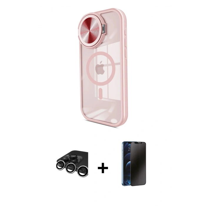 MARSİLYAN™- iPhone 15 Pro Max Kılıf Kıvılcım Modern Koleksiyonu - Siyah 3D Antistatik Hayalet Cam Ekran Koruyucu + Gümüş Raze Metal Kamera Lens