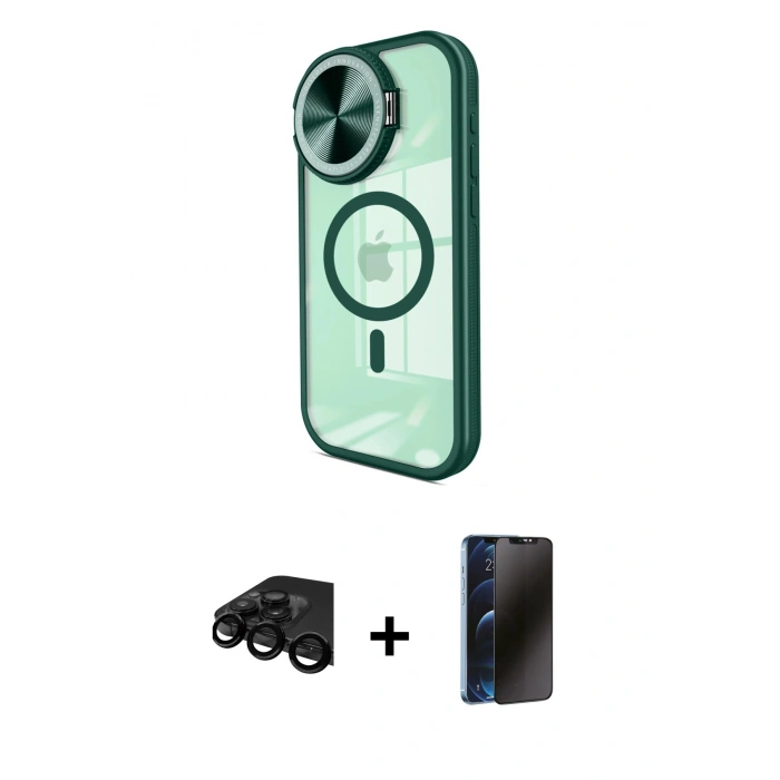 MARSİLYAN™- iPhone 15 Pro Max Kılıf Kıvılcım Modern Koleksiyonu - Siyah 3D Antistatik Hayalet Cam Ekran Koruyucu + Siyah Raze Metal Kamera Lens