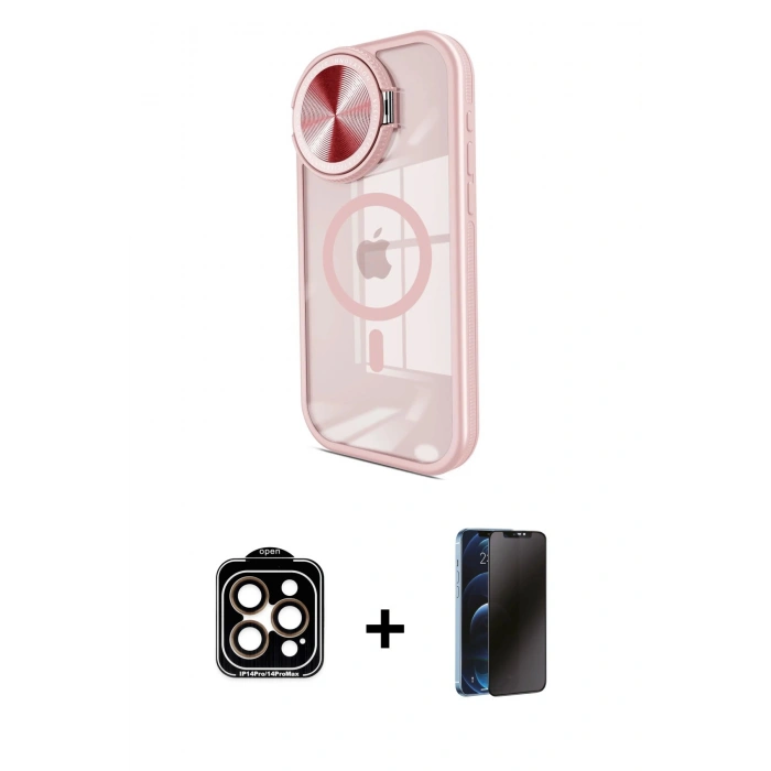 MARSİLYAN™- iPhone 15 Pro Max Kılıf Kıvılcım Modern Koleksiyonu - Siyah 3D Antistatik Hayalet Cam Ekran Koruyucu + PVD Metal Kamera Lens - TU