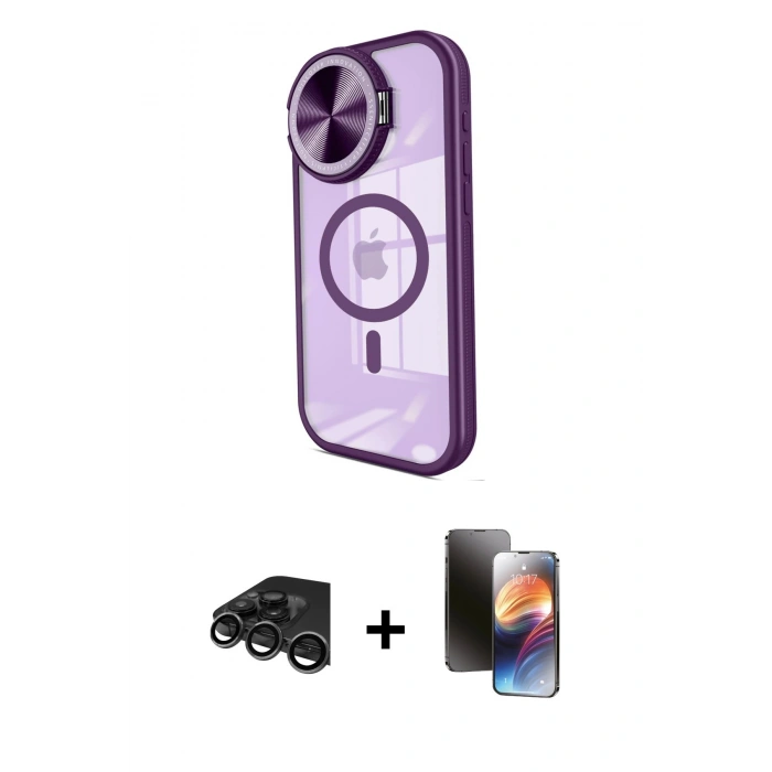 MARSİLYAN™- iPhone 15 Pro Max Kılıf Kıvılcım Modern Koleksiyonu - Siyah 3D Antistatik Mat Seramik Nano Ekran Koruyucu + Raze Metal Kamera Lens - TMGI