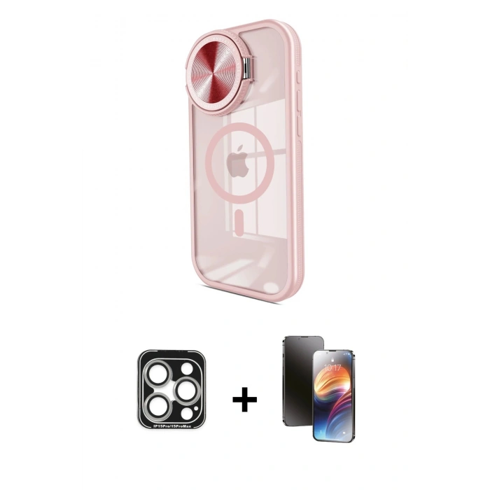 MARSİLYAN™- iPhone 15 Pro Max Kılıf Kıvılcım Modern Koleksiyonu - Siyah 3D Antistatik Mat Seramik Nano Ekran Koruyucu + Gümüş PVD Metal Kamera Lens