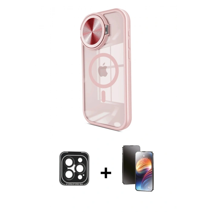 MARSİLYAN™- iPhone 15 Pro Max Kılıf Kıvılcım Modern Koleksiyonu - Siyah 3D Antistatik Mat Seramik Nano Ekran Koruyucu + PVD Metal Kamera Lens - SH