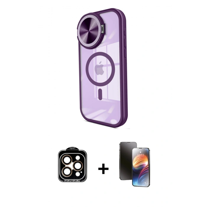 MARSİLYAN™- iPhone 15 Pro Max Kılıf Kıvılcım Modern Koleksiyonu - Siyah 3D Antistatik Mat Seramik Nano Ekran Koruyucu + PVD Metal Kamera Lens - TU
