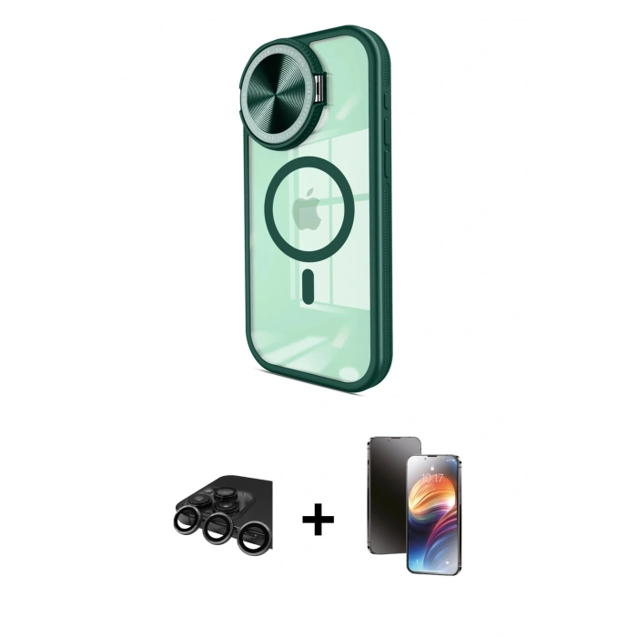MARSİLYAN™- iPhone 15 Pro Max Kılıf Kıvılcım Modern Koleksiyonu - Siyah 3D Antistatik Mat Seramik Nano Ekran Koruyucu + Raze Metal Kamera Lens - TMGI