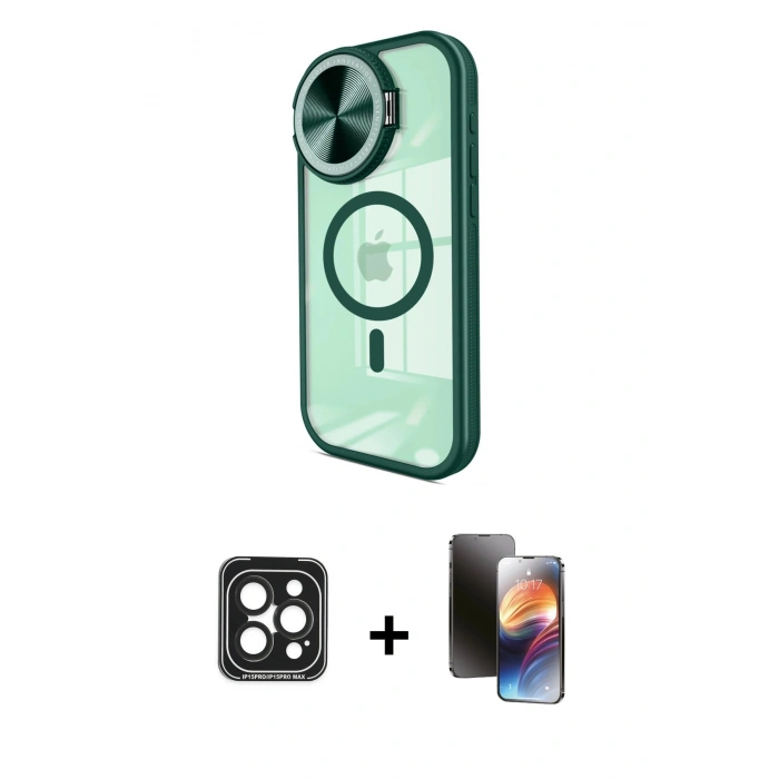 MARSİLYAN™- iPhone 15 Pro Max Kılıf Kıvılcım Modern Koleksiyonu - Siyah 3D Antistatik Mat Seramik Nano Ekran Koruyucu + PVD Metal Kamera Lens - SH