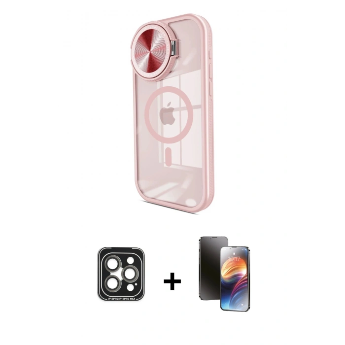 MARSİLYAN™- iPhone 15 Pro Max Kılıf Kıvılcım Modern Koleksiyonu - Siyah 3D Antistatik Mat Seramik Nano Ekran Koruyucu + PVD Metal Kamera Lens - GI