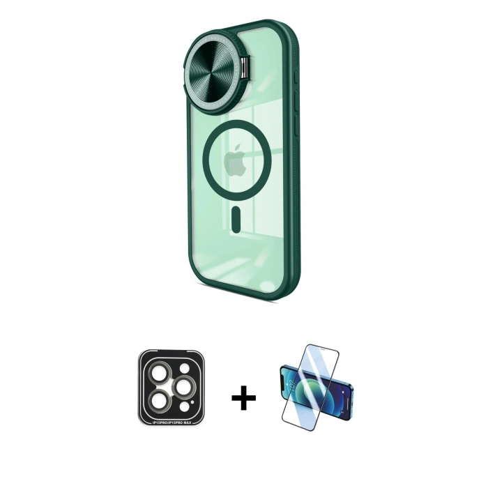 MARSİLYAN™- iPhone 15 Pro Max Kılıf Kıvılcım Modern Koleksiyonu - Siyah 3D Antistatik Seramik Nano Ekran Koruyucu + PVD Metal Kamera Lens - GI