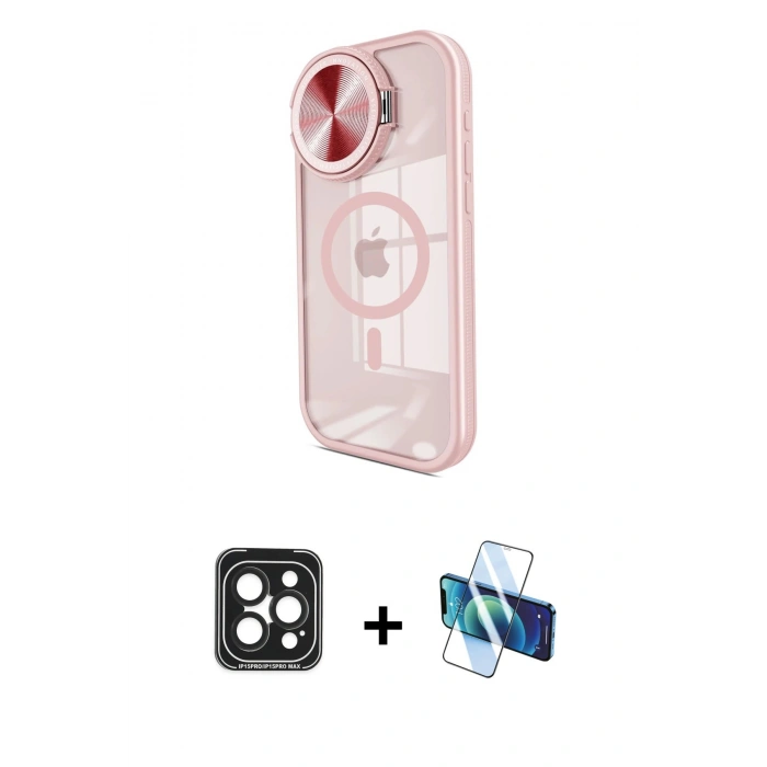 MARSİLYAN™- iPhone 15 Pro Max Kılıf Kıvılcım Modern Koleksiyonu - Siyah 3D Antistatik Seramik Nano Ekran Koruyucu + PVD Metal Kamera Lens - SH