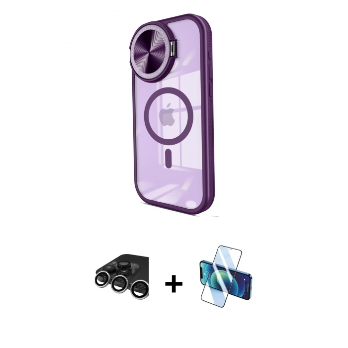 MARSİLYAN™- iPhone 15 Pro Max Kılıf Kıvılcım Modern Koleksiyonu - Siyah 3D Antistatik Seramik Nano Ekran Koruyucu + Gümüş Raze Metal Kamera Lens
