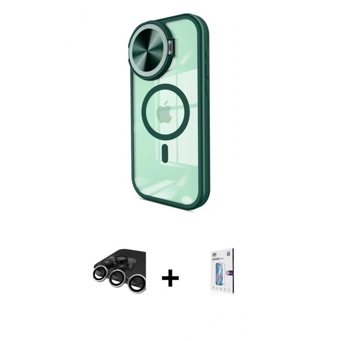 MARSİLYAN™- iPhone 15 Pro Max Kılıf Kıvılcım Modern Koleksiyonu - Siyah Bilvis 0.18mm Plus Cam Ekran Koruyucu + Raze Metal Kamera Lens - GS