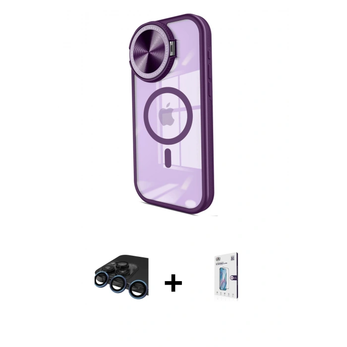 MARSİLYAN™- iPhone 15 Pro Max Kılıf Kıvılcım Modern Koleksiyonu - Siyah Bilvis 0.18mm Plus Cam Ekran Koruyucu + Raze Metal Kamera Lens - LT