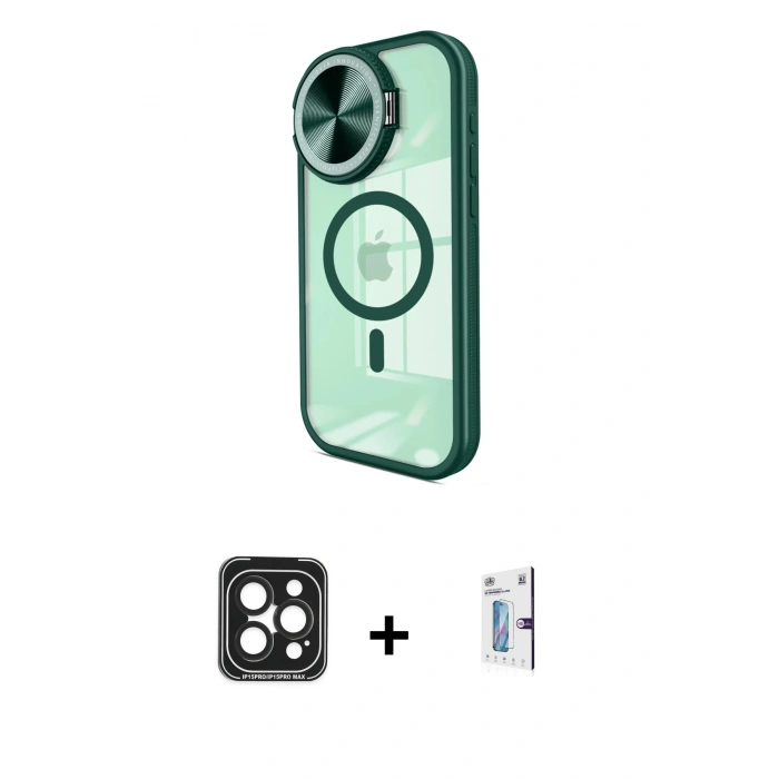 MARSİLYAN™- iPhone 15 Pro Max Kılıf Kıvılcım Modern Koleksiyonu - Siyah Bilvis 0.18mm Plus Cam Ekran Koruyucu + Siyah PVD Metal Kamera Lens