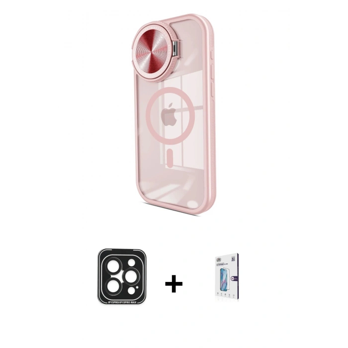 MARSİLYAN™- iPhone 15 Pro Max Kılıf Kıvılcım Modern Koleksiyonu - Siyah Bilvis 0.18mm Plus Cam Ekran Koruyucu + Siyah PVD Metal Kamera Lens