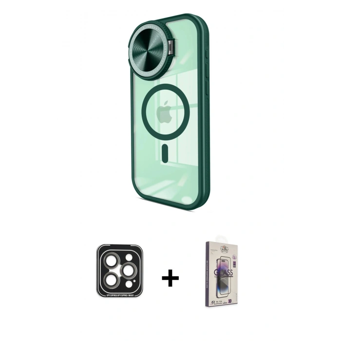 MARSİLYAN™- iPhone 15 Pro Max Kılıf Kıvılcım Modern Koleksiyonu - Siyah Bilvis 3D Cam Ekran Koruyucu + PVD Metal Kamera Lens - GI