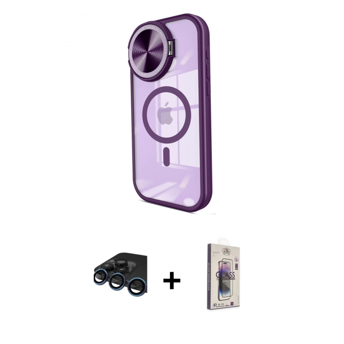 MARSİLYAN™- iPhone 15 Pro Max Kılıf Kıvılcım Modern Koleksiyonu - Siyah Bilvis 3D Cam Ekran Koruyucu + Raze Metal Kamera Lens - LT