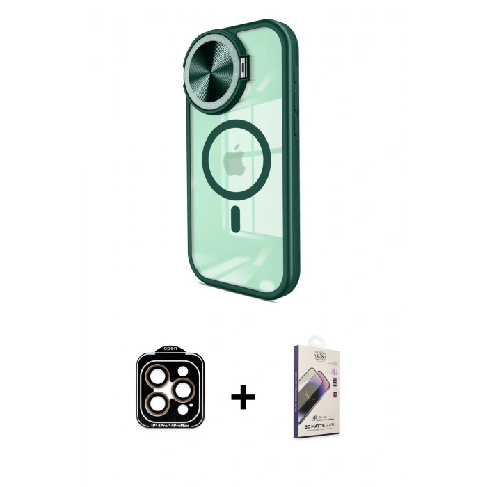MARSİLYAN™- iPhone 15 Pro Max Kılıf Kıvılcım Modern Koleksiyonu - Siyah Bilvis 3D Mat Cam Ekran Koruyucu + PVD Metal Kamera Lens - TU