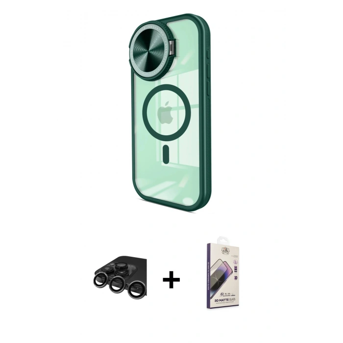 MARSİLYAN™- iPhone 15 Pro Max Kılıf Kıvılcım Modern Koleksiyonu - Siyah Bilvis 3D Mat Cam Ekran Koruyucu + Titanyum Gri Raze Metal Kamera Lens