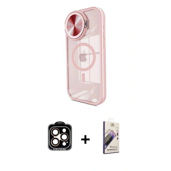 MARSİLYAN™- iPhone 15 Pro Max Kılıf Kıvılcım Modern Koleksiyonu - Siyah Bilvis 3D Mat Cam Ekran Koruyucu + PVD Metal Kamera Lens - TU