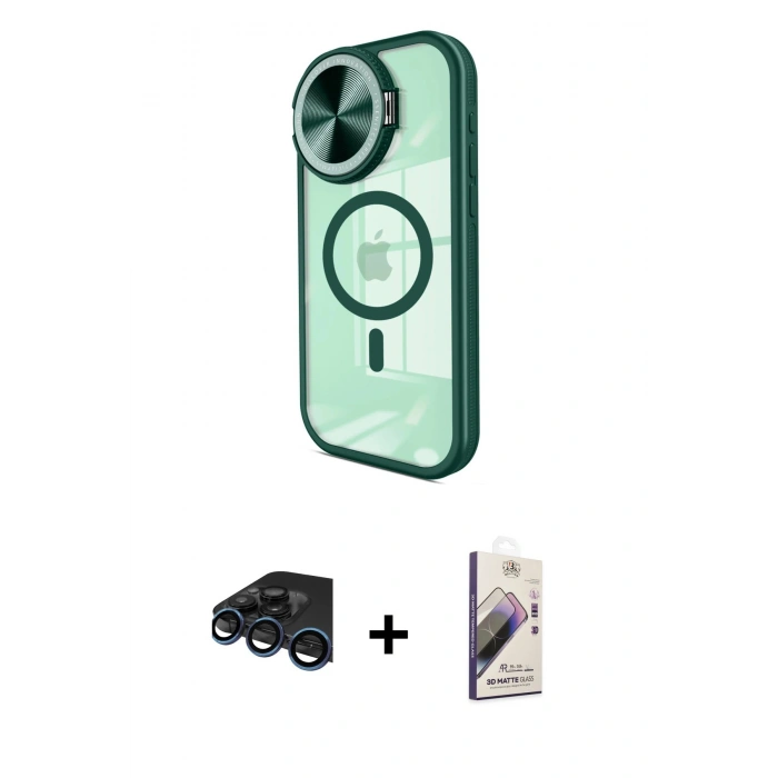 MARSİLYAN™- iPhone 15 Pro Max Kılıf Kıvılcım Modern Koleksiyonu - Siyah Bilvis 3D Mat Cam Ekran Koruyucu + Lacivert Raze Metal Kamera Lens